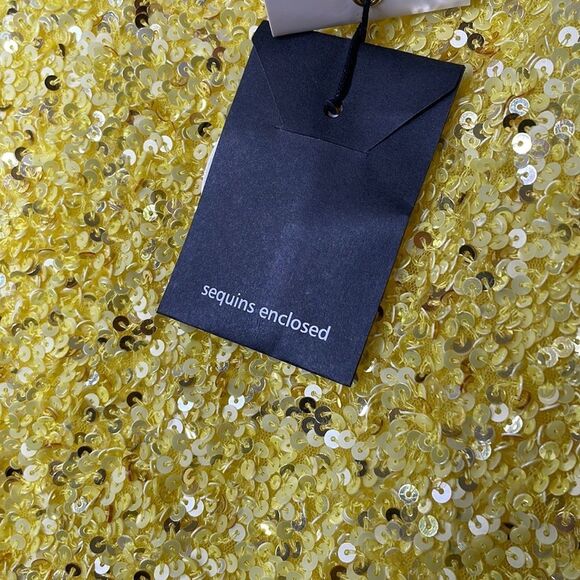 RETROFETE Womens Size XXL Nikki Sequined Tulle Mini Dress Yellow - Picture 10 of 12